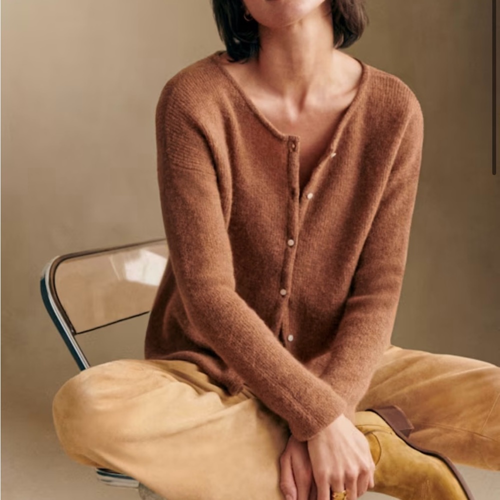 Sezane Gaspard Cardigan in Camel